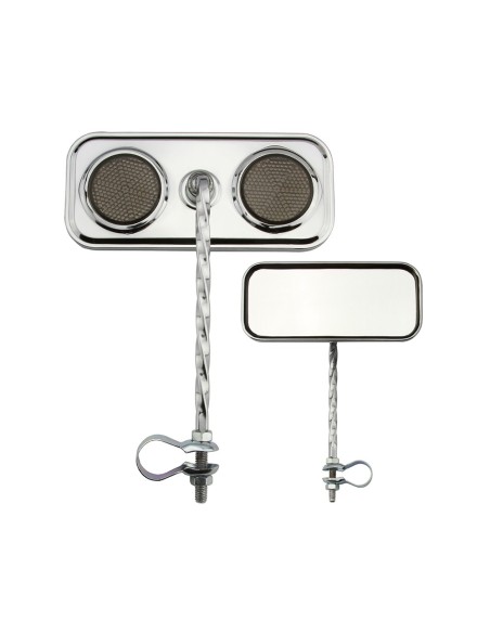 Rectangle Square Twisted Mirror Chrome Black Reflectors.